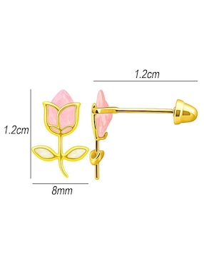 Broqueles de flor Lenna de oro 14 K con acabado pulido zirconia