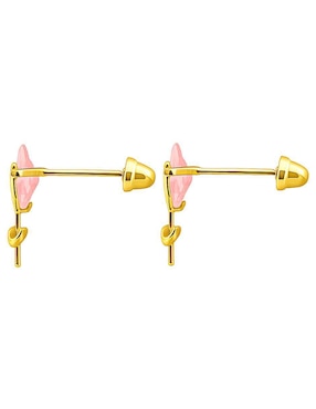 Broqueles de flor Lenna de oro 14 K con acabado pulido zirconia
