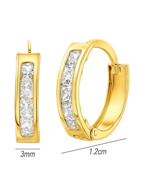 Aretes de aro Lenna de oro 10 K con acabado pulido zirconia