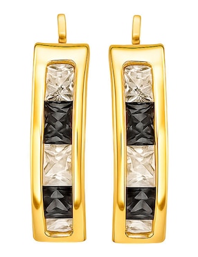Aretes de aro redondos Lenna de oro 10 K con acabado brillante zirconia