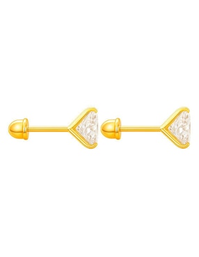 Broqueles Lenna de oro 14 k con acabado brillante zirconia