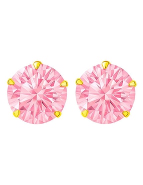 Broqueles Lenna de oro 14 k con acabado brillante zirconia