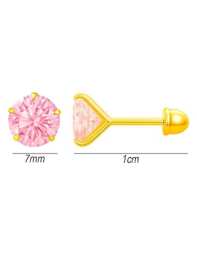Broqueles Lenna de oro 14 k con acabado brillante zirconia