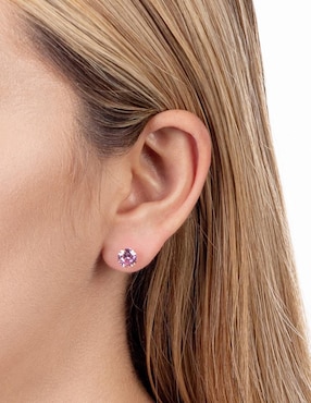 Broqueles Lenna de oro 14 k con acabado brillante zirconia