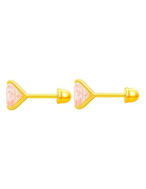 Broqueles Lenna de oro 14 k con acabado brillante zirconia