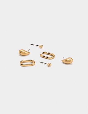 Set de aretes Parfois Golden Basics