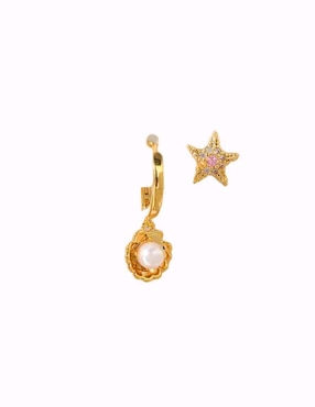 Set de aretes Nemo Nira de oro laminado 9 K con acabado pulido zirconia cúbica