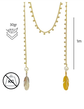 Collar de pluma Vangania de baño de oro 18 K