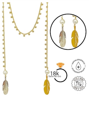 Collar de pluma Vangania de baño de oro 18 K
