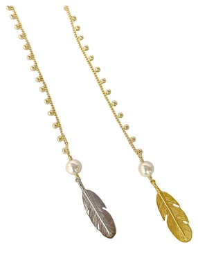 Collar de pluma Vangania de baño de oro 18 K