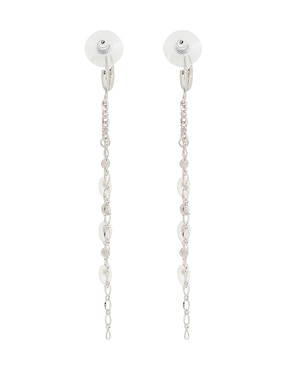 Aretes largos ovalados Map con acabado lustre perla