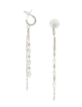 Aretes largos ovalados Map con acabado lustre perla