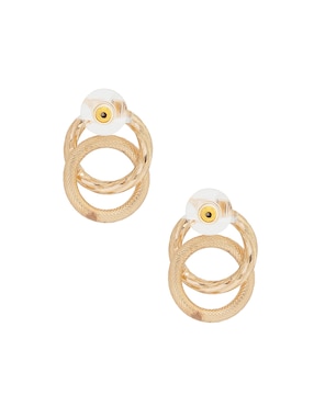 Aretes cortos circulares Map de metal con acabado brillante