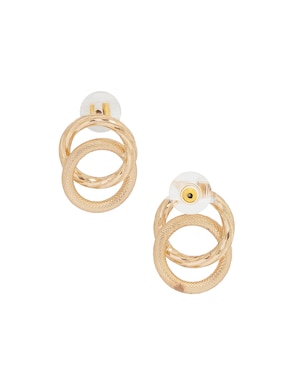Aretes cortos circulares Map de metal con acabado brillante