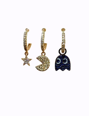 Set de aretes de fantasma Nira de oro laminado 10 k con acabado pulido zirconia cúbica