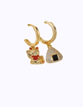 Set de aretes Nira Japones de oro laminado 10 K con acabado pulido zirconia cúbica