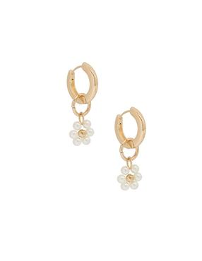 Aretes cortos de flor Map con acabado lustre