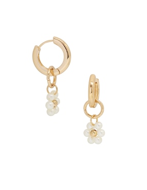 Aretes cortos de flor Map con acabado lustre