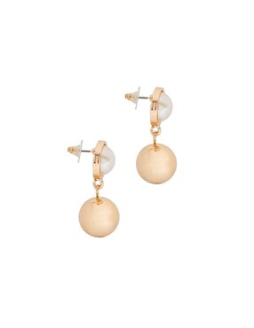Aretes largos de esfera Map con acabado lustre imitación perla