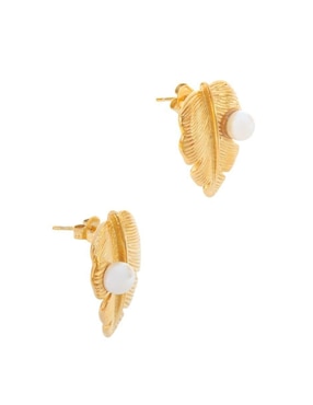 Aretes de hoja Nuvi con acabado brillante