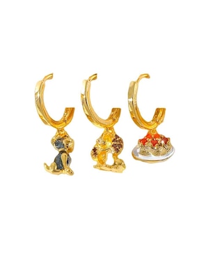 Set de aretes La dama y el vagabundo Nira de oro laminado 10 K con acabado pulido zirconia cúbica