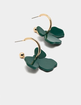 Aretes largos de flor Parfois Funky Harmony con acabado brillante