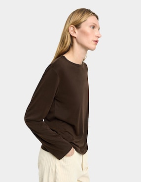 Playera manga larga Parfois cuello redondo para mujer