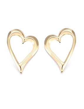 Aretes largos corazón Lieb con acabado liso