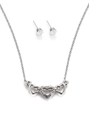 Aretes y collar de forma corazón Lieb cristal