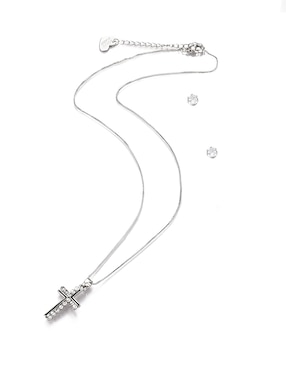 Aretes y collar de forma de Cruz Lieb cristal