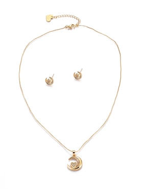 Aretes y collar de Forma de Luna Lieb Zirconia