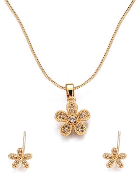 Aretes y collar de Forma de Flor Lieb Zirconia