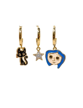 Set de aretes Nira Caroline de oro laminado 10 K con acabado pulido zirconia cúbica