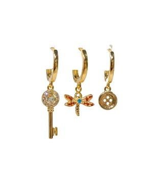 Set de aretes Nira Caroline de oro laminado 10 K con acabado pulido zirconia cúbica