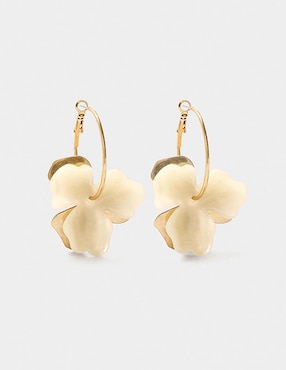 Aretes de aro de flor Parfois Golden Basics