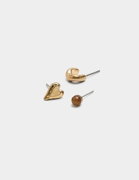 Set de aretes con acabado texturizado