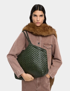 Bolsa shopper Parfois de cuero para mujer