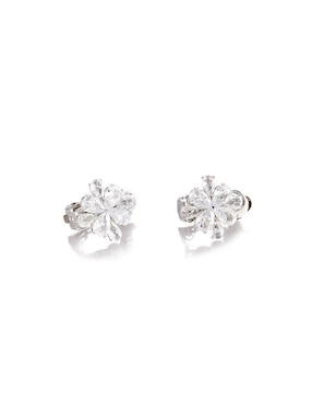 Aretes cortos de flor Lieb con acabado brillante zirconia