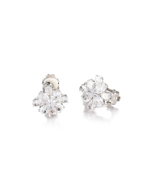 Aretes cortos de flor Lieb con acabado brillante zirconia