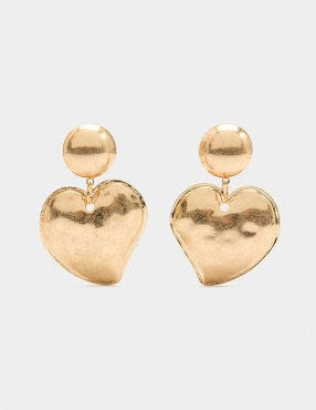 Aretes Parfois Golden Basics con acabado liso perla
