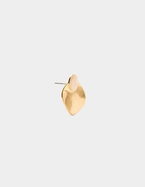 Aretes Parfois Golden Basics Extra con acabado liso perla