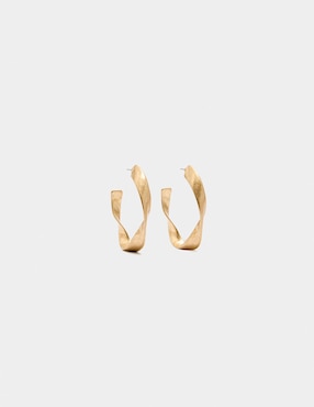 Aretes Parfois Golden Basics con acabado liso perla