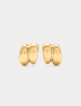 Aretes Parfois Golden Basics con acabado liso perla