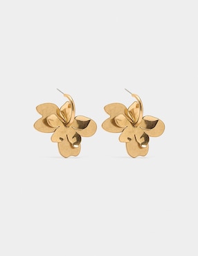 Aretes Parfois Golden Basics con acabado liso perla