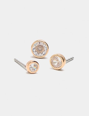 Set de broqueles Parfois Golden Delicates acabado liso circonita