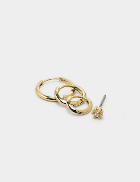 Set de aretes Parfois Golden Delicates con acabado liso