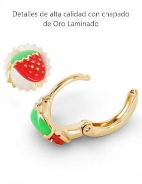 Aretes cortos de fresa Cm-Top 18 k con acabado chapa de oro