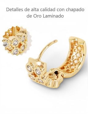 Aretes cortos Cm-Top 18 k con acabado chapa de oro zirconia