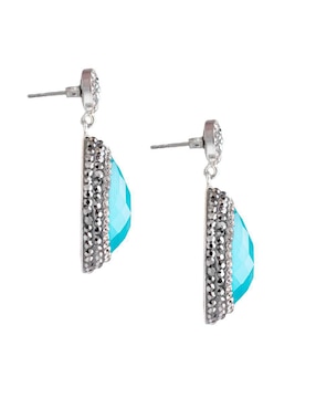 Aretes largos de gota Sultan Süleyman Queen Farah de plata P 925 con acabado baño rodio ojo de gato