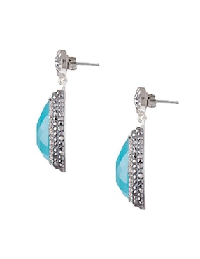 Aretes largos de gota Sultan Süleyman Queen Farah de plata P 925 con acabado baño rodio ojo de gato